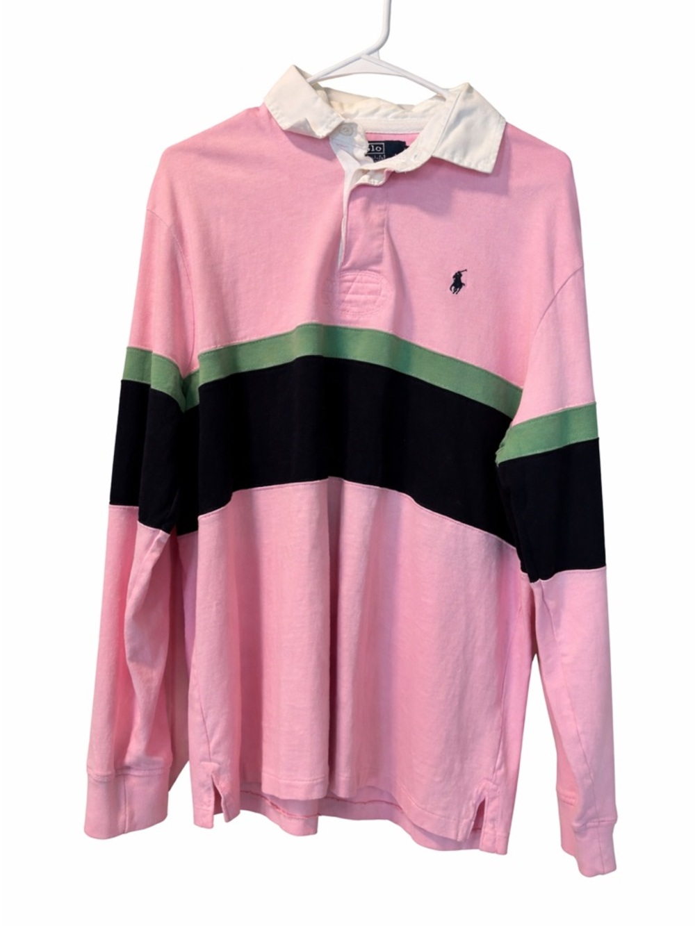 Polo Ralph Lauren Pink, Black & Green Striped Rugby Shirt
